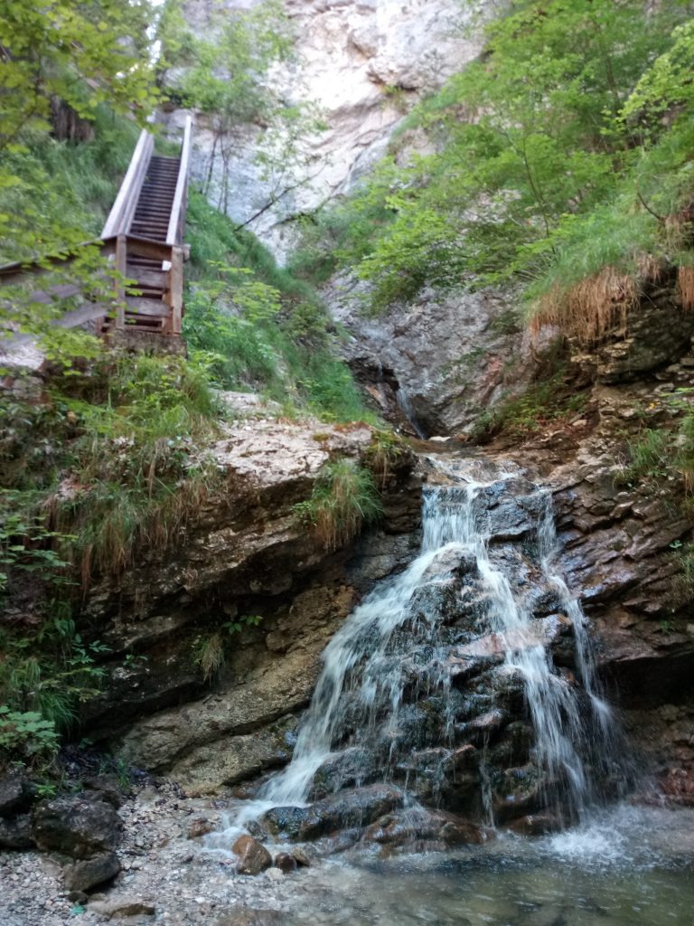 Wodden Stairs next to the Waterfall