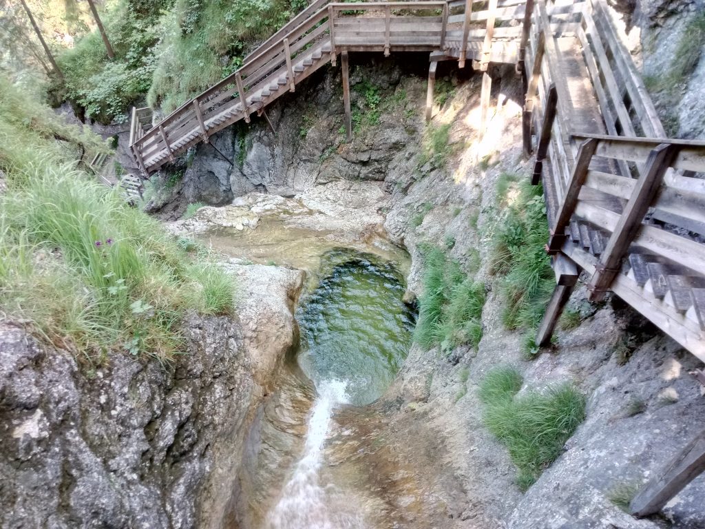 At the top of the waterfall