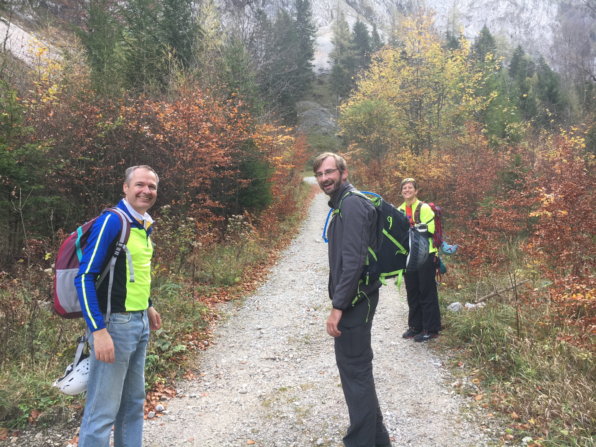 Herbert, Stefan and Nadja on the trail through Höllental