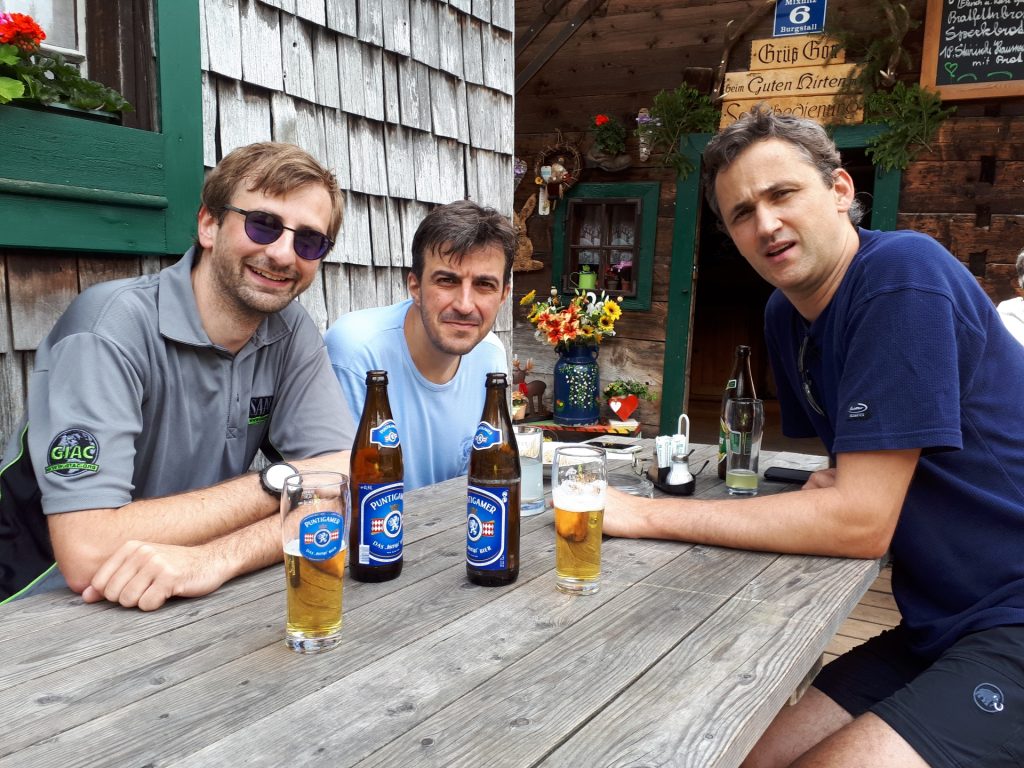 Stefan, Robert and Bernhard enjoying a refreshing beer at Guter Hirte