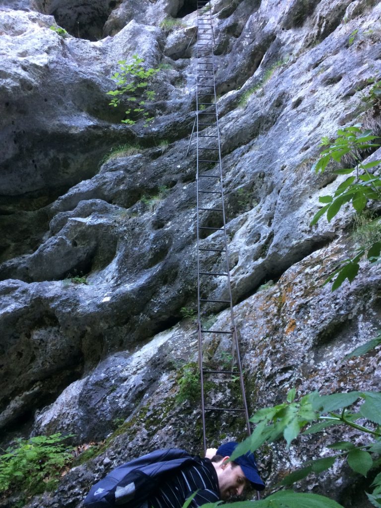 The crux of the Rudolf Decker Steig: the long iron ladder