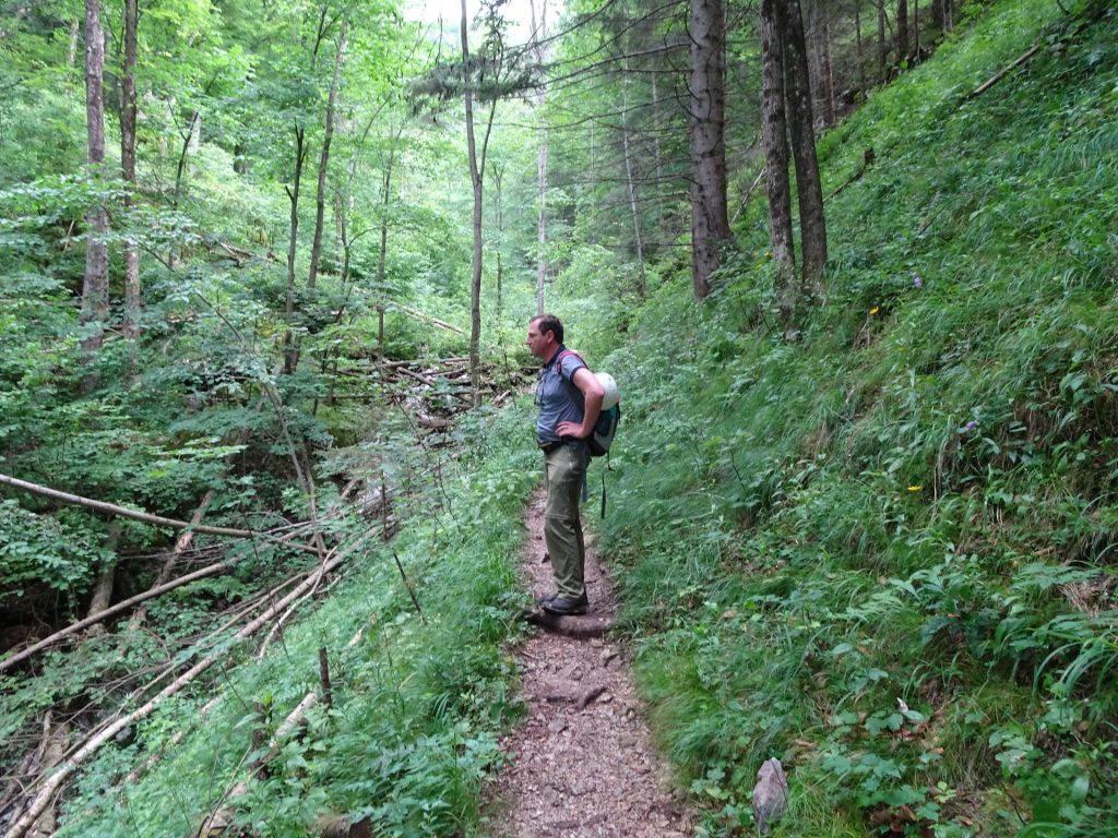 Hannes inspecting the trail