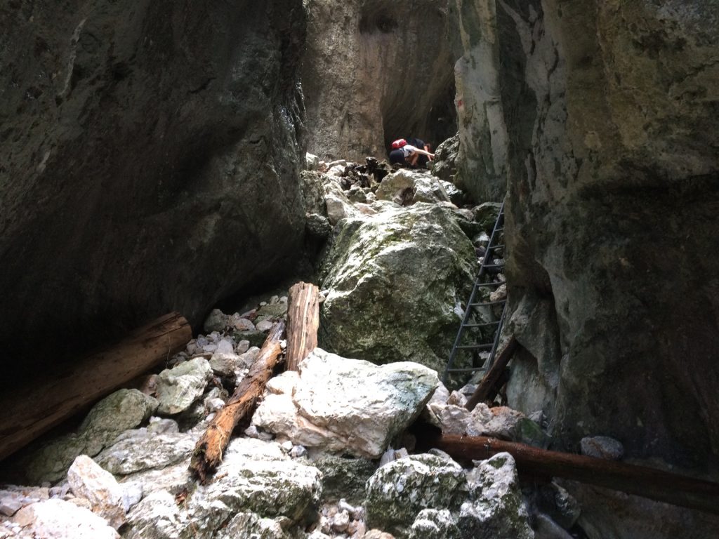 Iron ladder inside the gorge