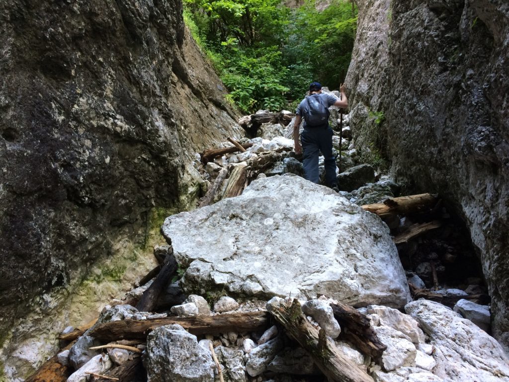 Rene hiking through the Weichtalklamm