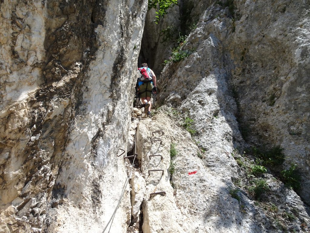 Towards the crux of Hanslsteig: the chimney