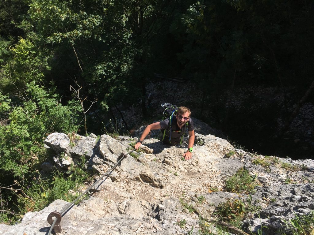 Stefan descending on Leiterlsteig