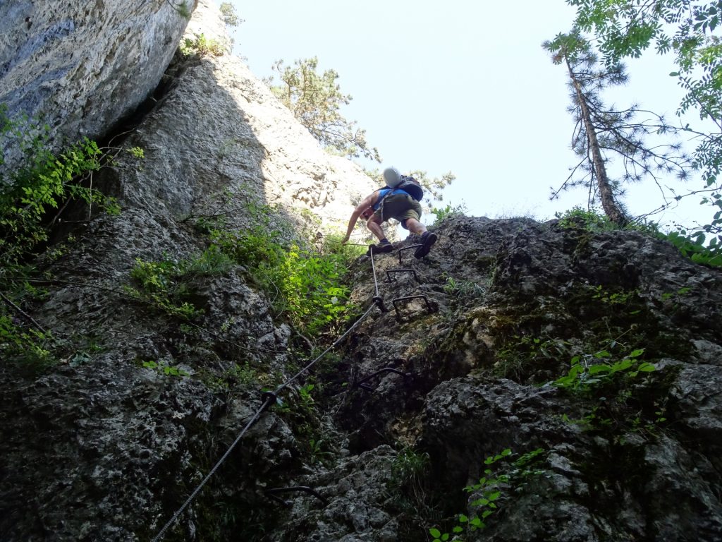 Hannes descending on Leiterlsteig