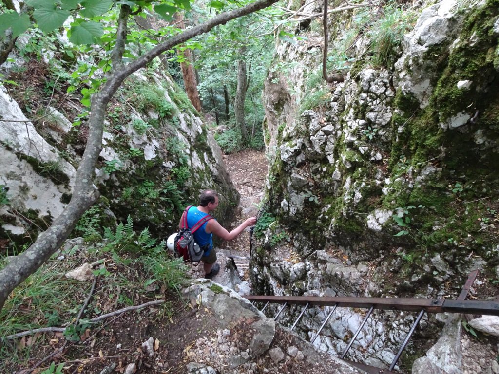 Hannes descending via Drobilsteig