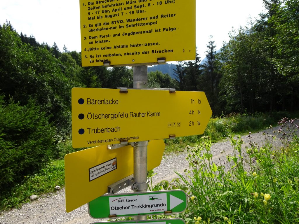 Signpost at the start of the trail
