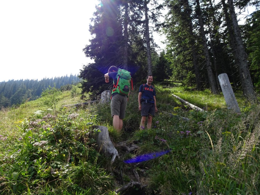 Oliver and Hans hiking up the trail