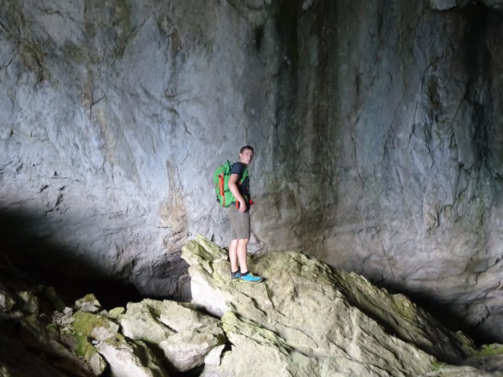 Oliver looking inside the Geldloch