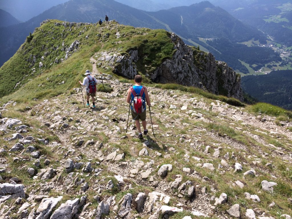 Descending on the trail