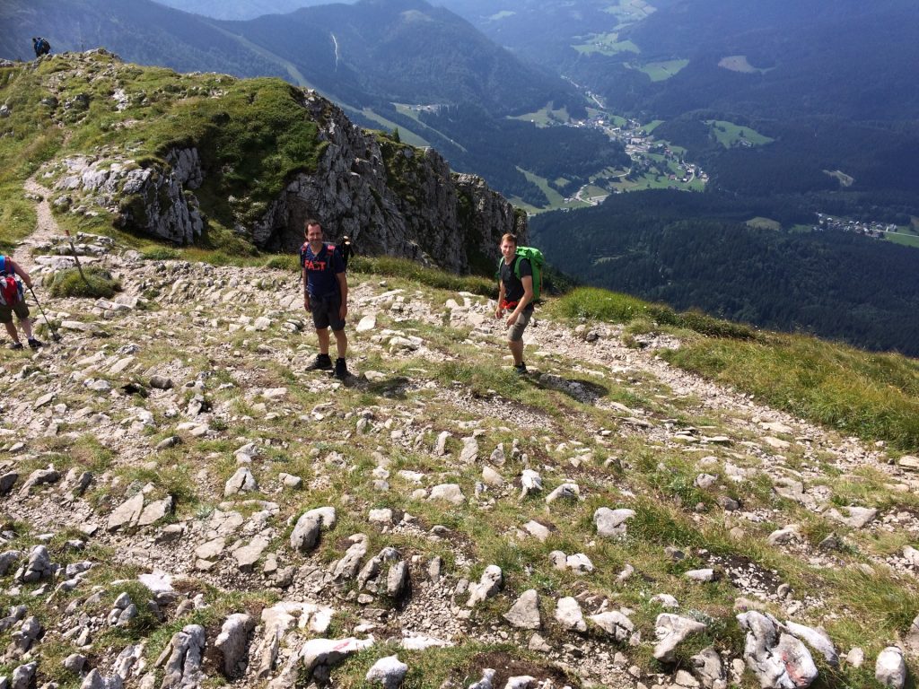 Descending on the trail