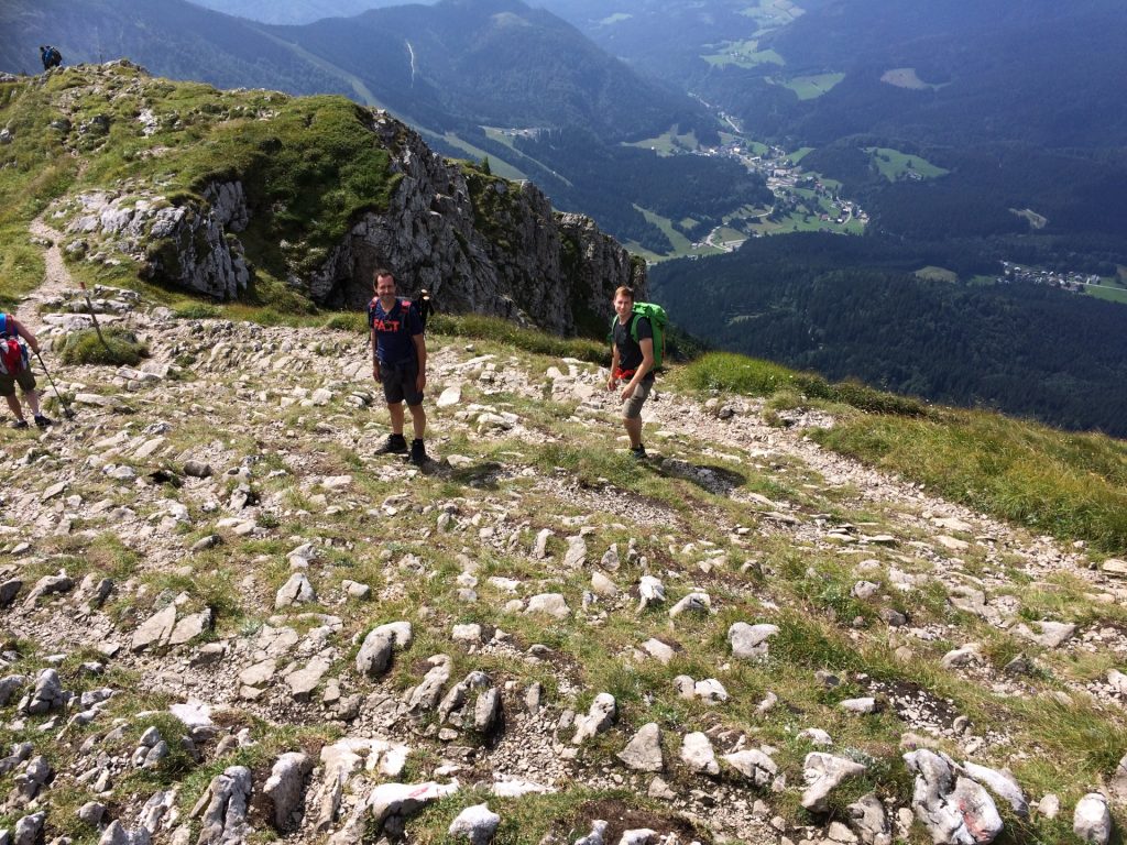 Descending on the trail