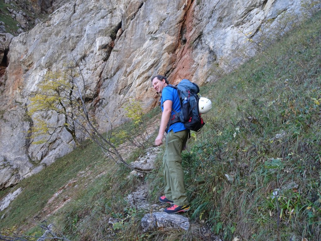 Hannes is excited because the via ferrata becomes visible