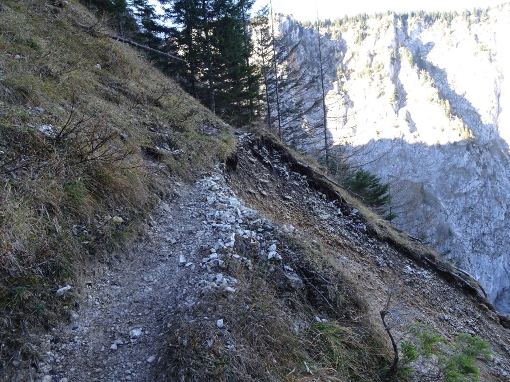 Part of the trail is broken away