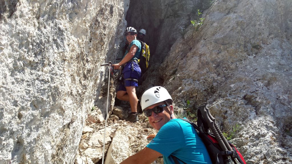 Stefan, Robert and Werner at the crux of Hanslsteig