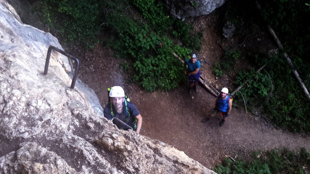 Stefan climbing up to the Frauenlucke