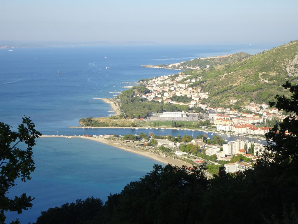 View downwards towards the sea
