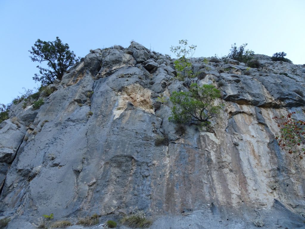 Impressive cliffs next to the trail