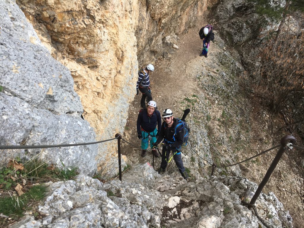 Stefan teaches Nader the basics of Via Ferrata climbing