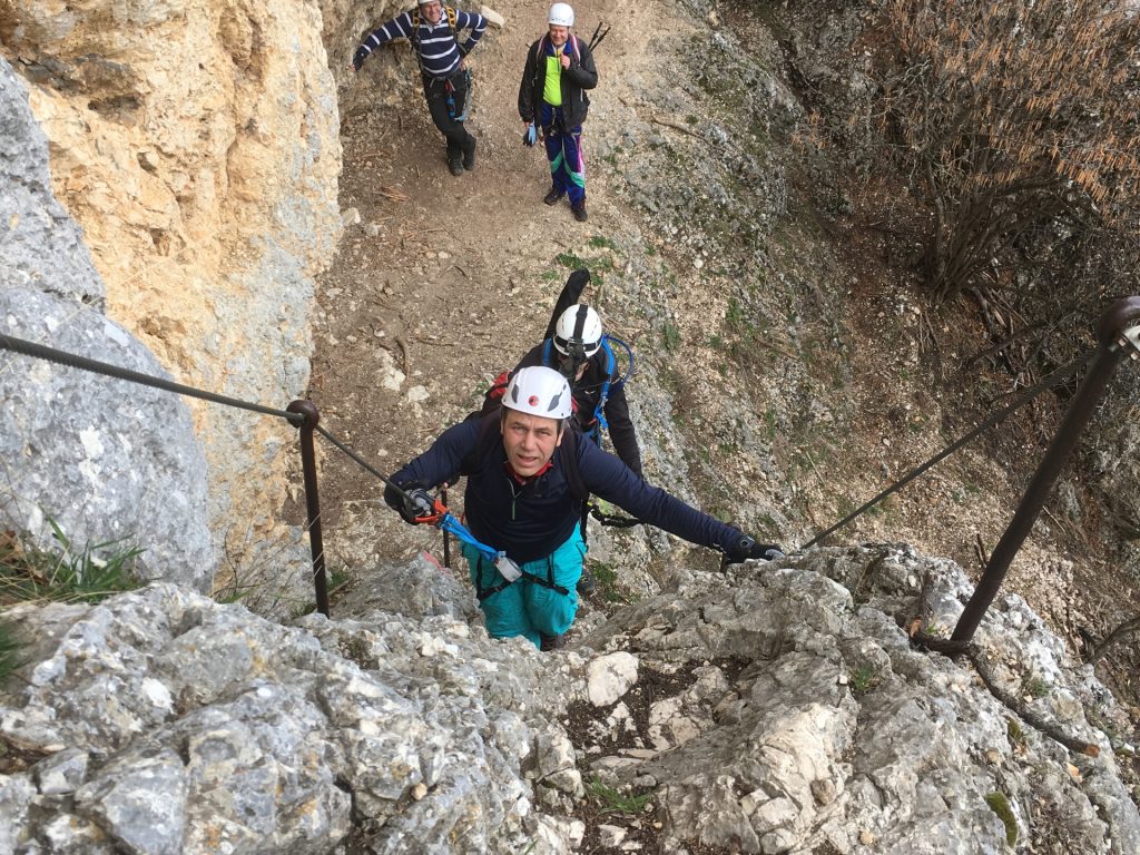 Nader does his first steps on a via ferrata...