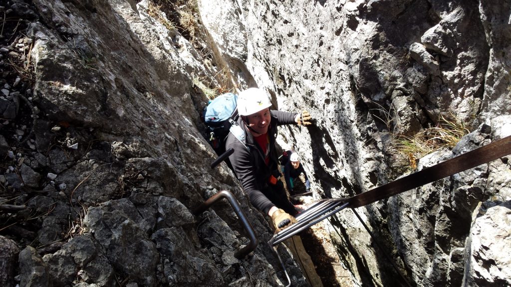 Hannes on the ladder of Hanslsteig