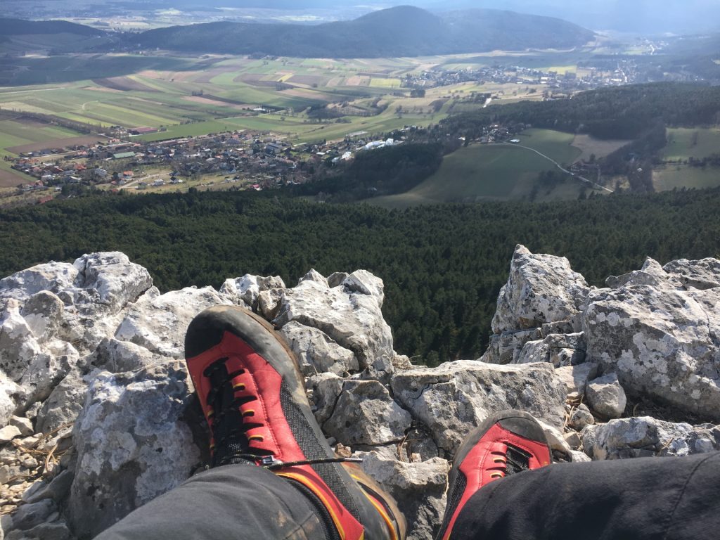 Hannes enjoying the view at the exit of the ladder