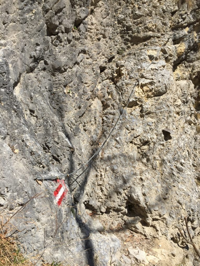 Big rock marking the start of the Hoyosteig via ferrata