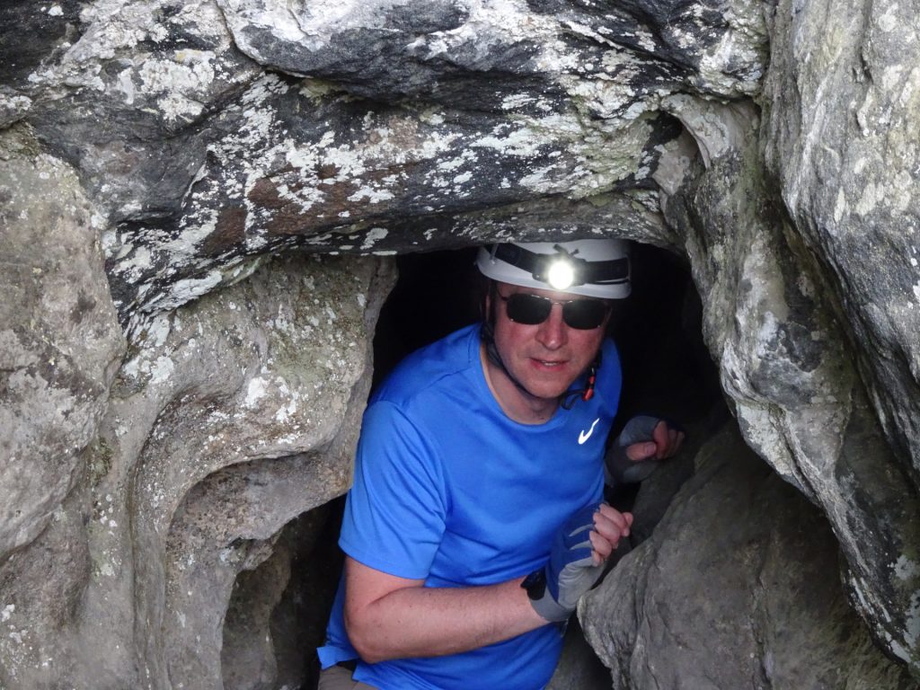 The devil wears sunglasses in the cave of Teufelskirche 