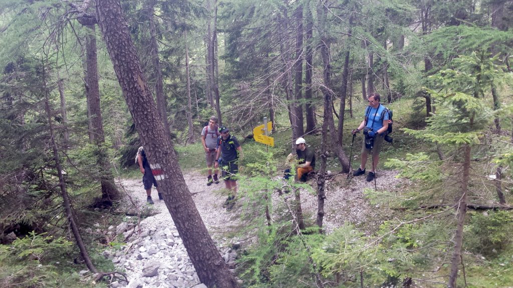 Short break before ascending through the scree field