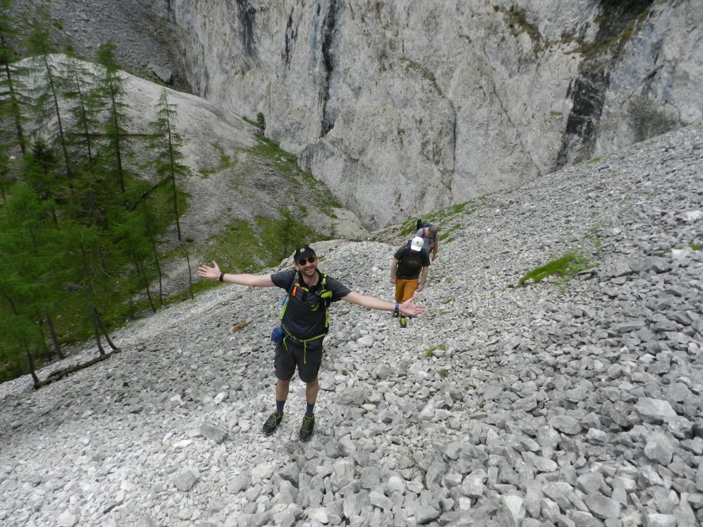 Stefan shows how hiking through scree is done