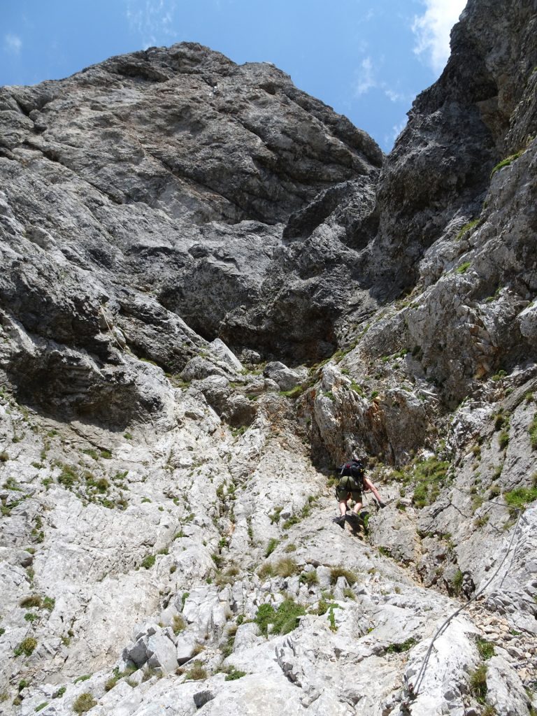 Climbing up the upper part of Haidsteig