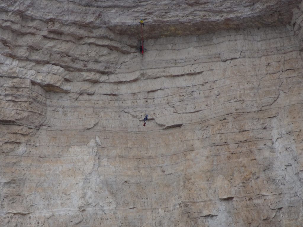 The climbers on one of the \"tre cime\"