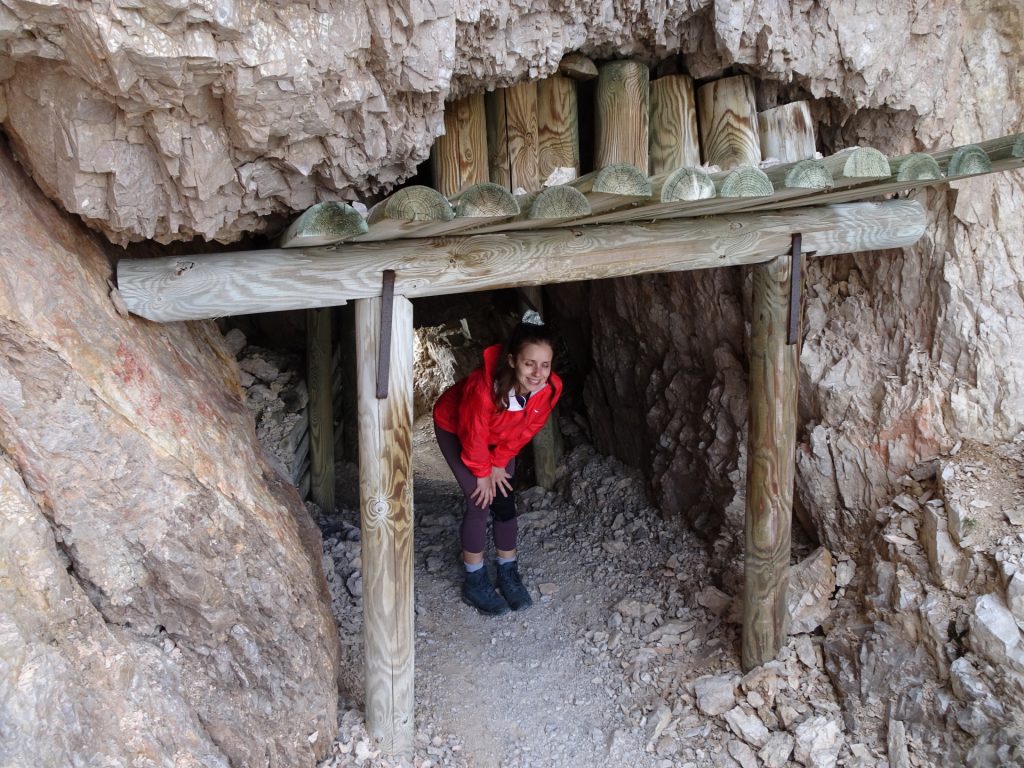 Debora in one of the tunnels towards "Paternkofel"