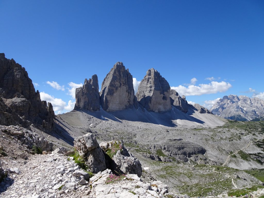 View of the "tre cime" from the trail towards "Paternkofel"(put on the via ferrata set here!)