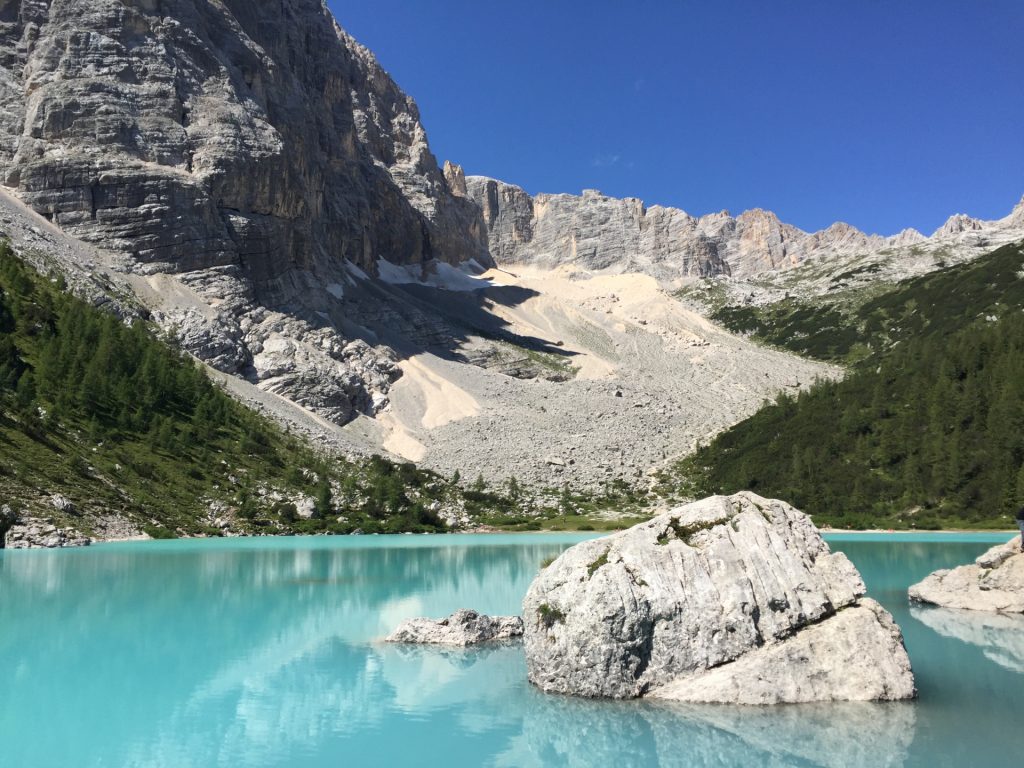 The lake in front of an amazing mountain landscape