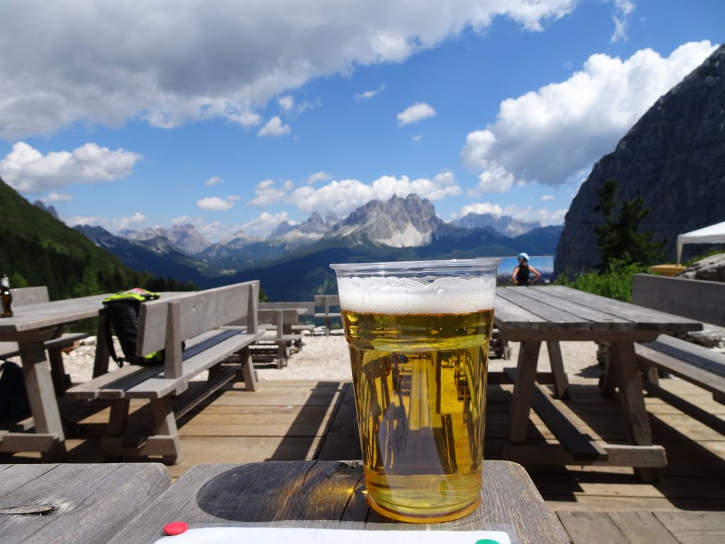 A well deserved refreshment at "Rifugio Vandelli"