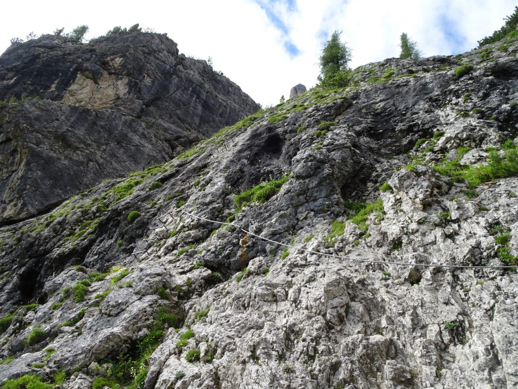 The first part of the ferrata is fairly easy (B)