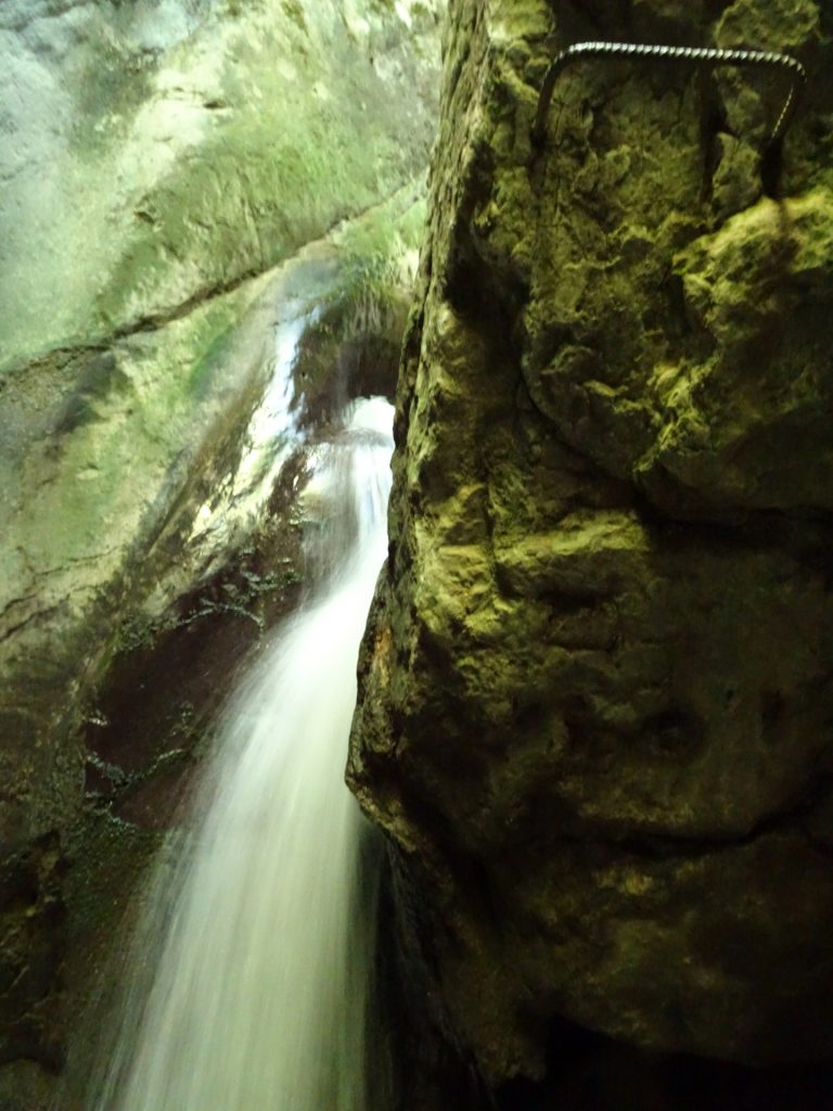 Impressive climbing next to a waterfall