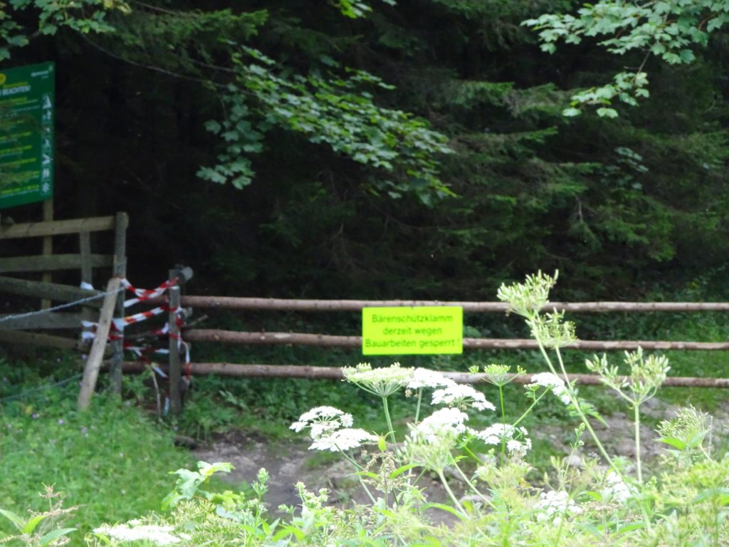 This summer there was a tragic rock fall at the "Bärenschützklamm" (closed) (actually, 5 days after we have visited it)