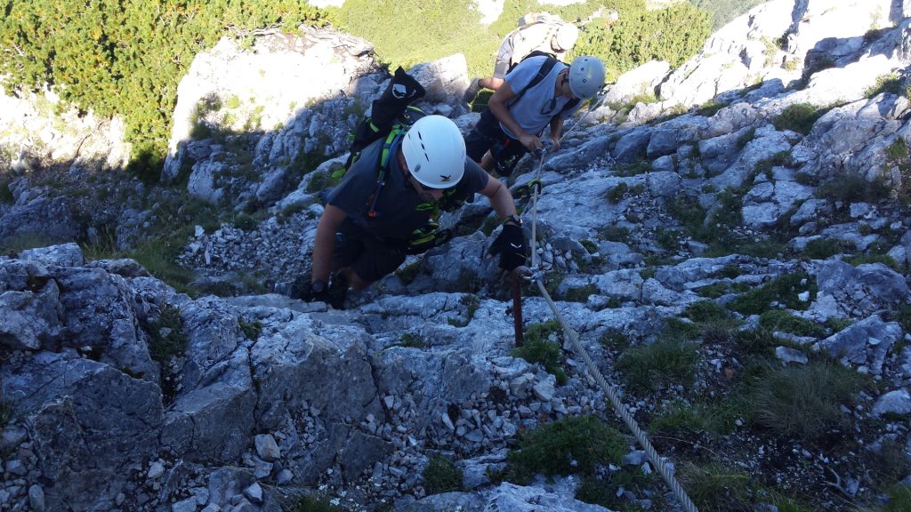 Stefan, Bernhard and Robert are climbing up the Wildfährte