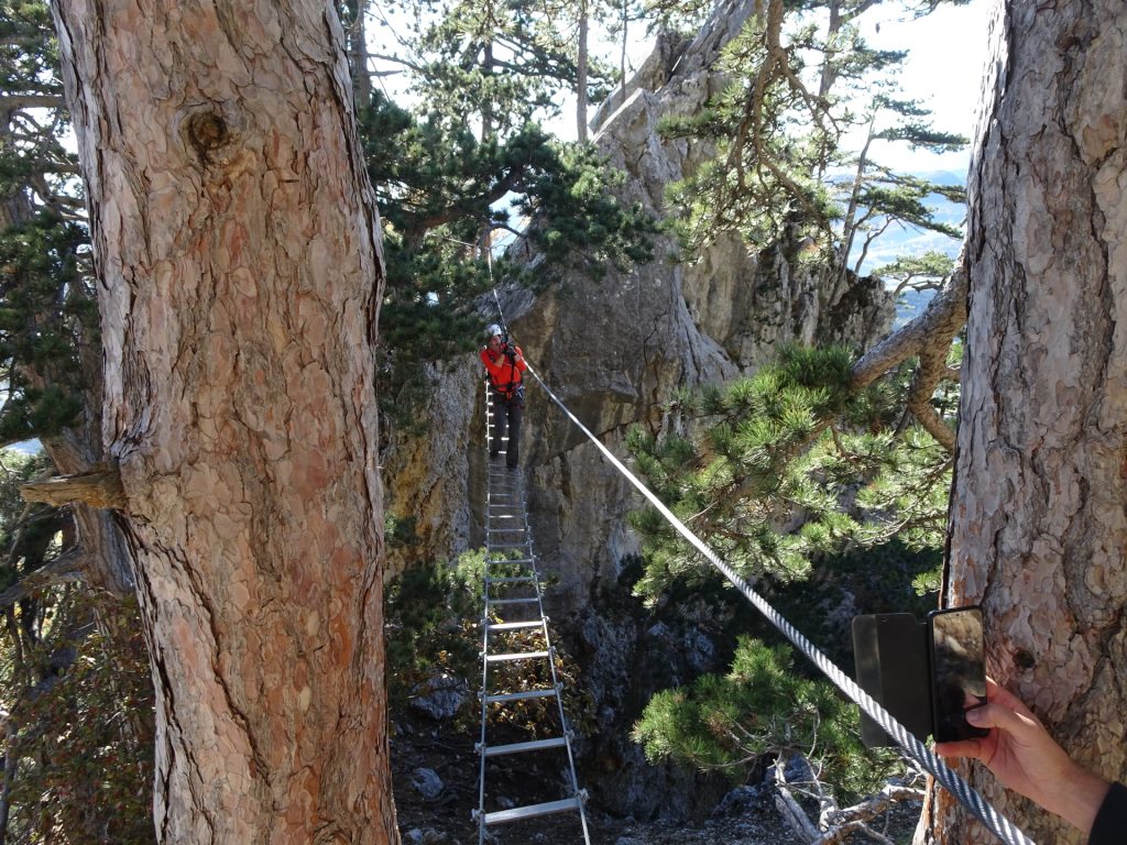 GV-Steig: Hans crosses the rope-way bridge ((8), B)