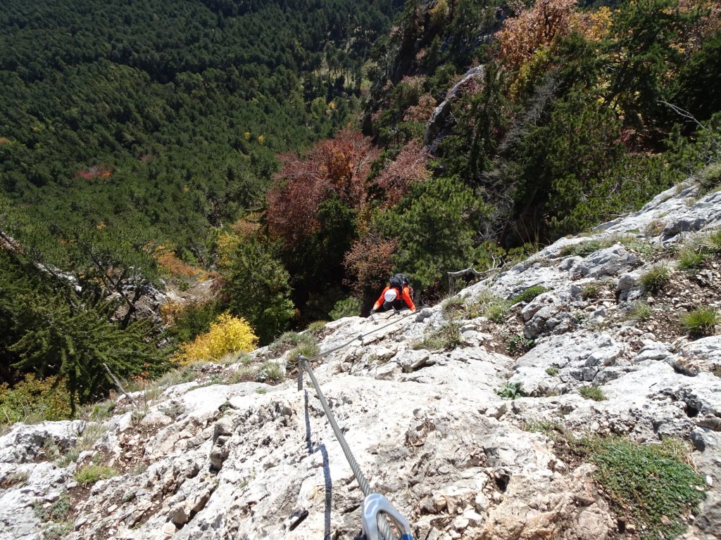 GV-Steig: Hans climbing up the crux ((14), D)