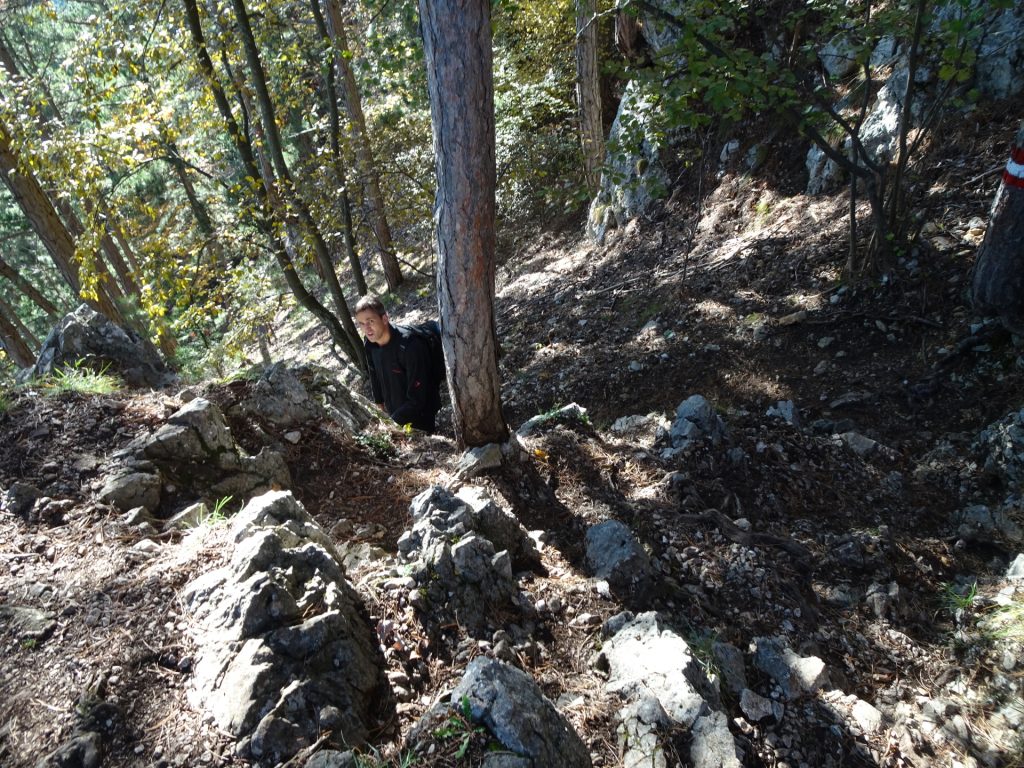 Bernhard speeds up the descent on "Springlessteig"