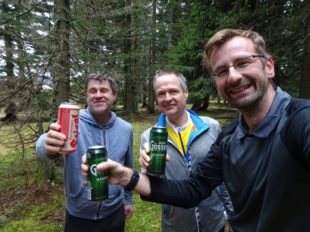 Robert, Herbert and Stefan are celebrating ascent via "Hoyossteig"