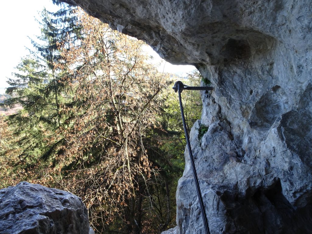 Leaving the cave towards the ladder (crux)