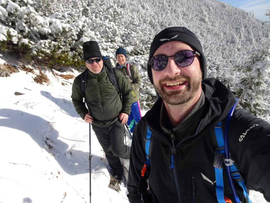 Stefan, Robert and Herbert enjoying the hike through winter wonderland