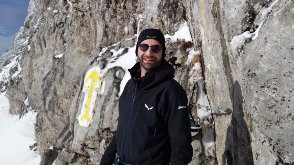 Stefan at the begin of the "Reißtalersteig" via ferrata