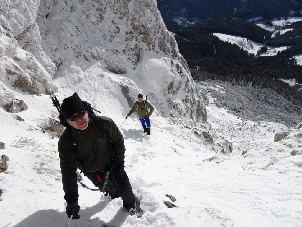 Robert and Herbert climbing up the "Reißtalersteig" via ferrata